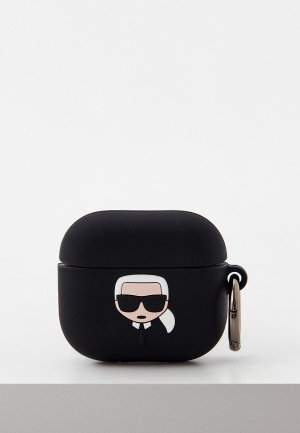 Чехол для наушников Karl Lagerfeld Airpods 3, Silicone case with ring Black. Цвет: черный