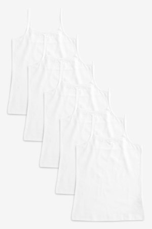 Комплект из 5 футболок на тонких бретелях , белый Next
