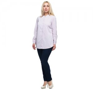 Рубашка Olsi, классический стиль, полуприлегающий силуэт, длинный рукав, манжеты, в полоску, размер 50, розовый plus size OLS. Цвет: розовый