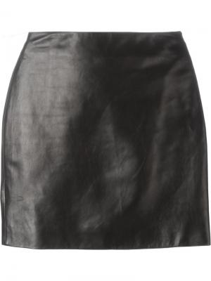 Кожаная мини-юбка Roberto Cavalli. Цвет: чёрный