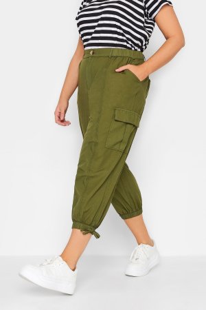 Укороченные брюки-карго , зеленый Yours