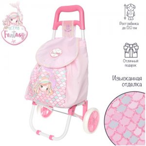 52041 Сумка-тележка для детей на колесах текстильная, 66 см, серия Фантазия океана DeCuevas TOYS. Цвет: белый/розовый