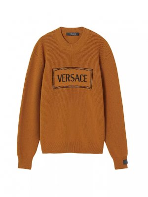 Шерстяной свитер Macrologo , черный Versace