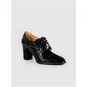 Женская обувь, G. Benatti, туфли, размер 38, итальянский лак, черный цвет, шнурки, рисунок крокодил Gianmarco Benatti. Цвет: черный