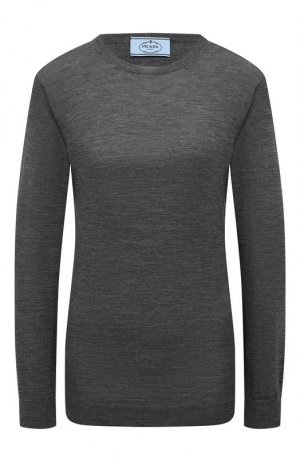 Шерстяной пуловер Prada. Цвет: серый