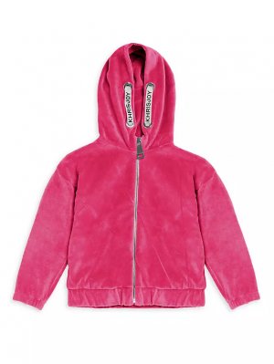 Велюровая спортивная куртка с логотипом для маленьких девочек и Khrisjoy, цвет vibrant pink KhrisJoy