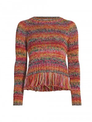 Вязаный крючком хлопковый свитер реглан , разноцветный Oscar de la Renta