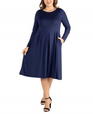 Женское облегающее платье миди больших размеров с расклешенной юбкой 24seven Comfort Apparel, синий Apparel