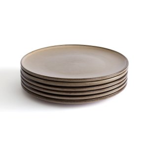 Комплект из 6 плоских тарелок LaRedoute. Цвет: бежевый