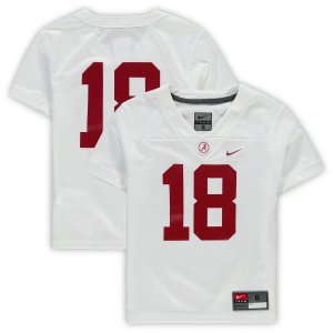 Джерси футбольной команды #18 для дошкольников белого цвета Alabama Crimson Tide Untouchable Nike