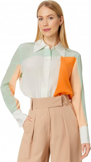 Блузка Quinne в стиле колор-блок EQUIPMENT, цвет Nature/White/Combo Equipment