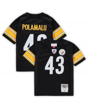 Джерси для мальчиков и девочек Troy Polamalu Black Pittsburgh Steelers 2005, вышедшее на пенсию Legacy Mitchell & Ness