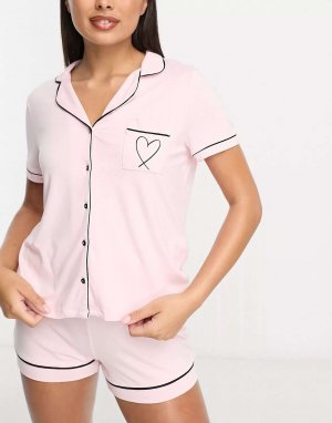 Розовый короткий пижамный комплект с мотивом In The Style