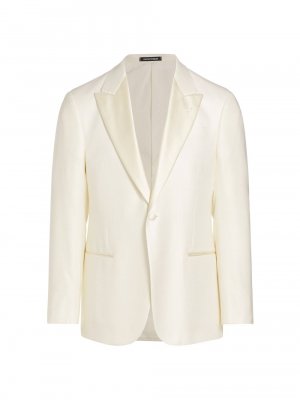 Пиджак на одной пуговице с шелковыми лацканами , белый Emporio Armani