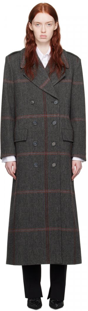 Серое длинное пальто Stella McCartney