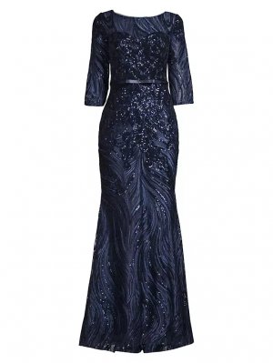 Платье из тюля с блестками и бантом , темно-синий Basix