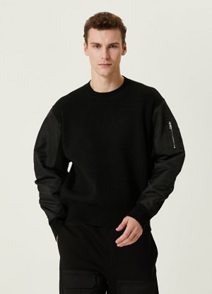 Черный свитер с деталями garni Neil Barrett. Цвет: черный