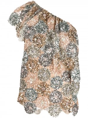 Платье на одно плечо с пайетками Antonio Marras. Цвет: золотистый