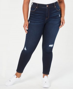 Модные рваные джинсы скинни больших размеров с высокой посадкой Celebrity Pink