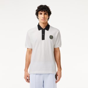Поло Мужская рубашка-поло L.12.12 Lacoste. Цвет: молочный,черный