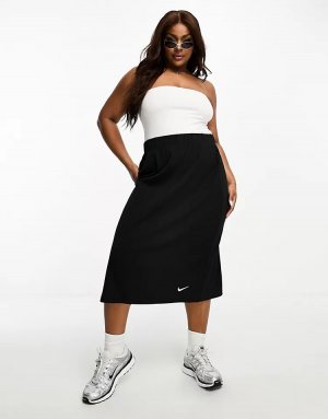 Черная юбка миди из джерси в рубчик Plus, черный Nike