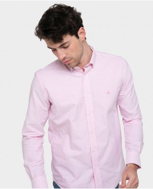 Узкая мужская рубашка в розовую полоску, розовый Valecuatro