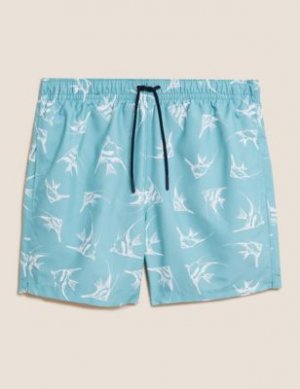 Quick Dry Fish Print Swim Shorts, Marks&Spencer Marks & Spencer. Цвет: аква микс