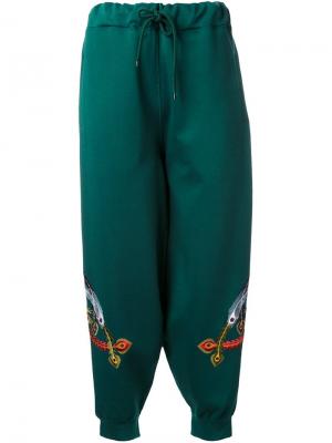Спортивные брюки с вышивкой G.V.G.V.. Цвет: зелёный