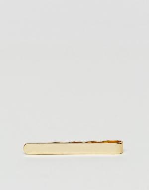 Золотистый узкий зажим для галстука ASOS. Цвет: золотой