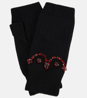 Украшенные перчатки без пальцев из смесового хлопка , черный Simone Rocha