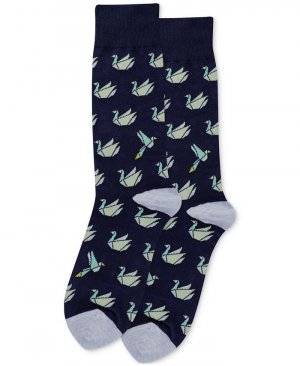 Мужские носки с узором лебедя оригами , синий Hot Sox