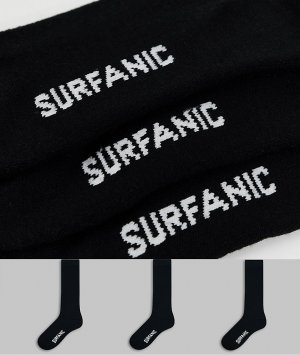 Набор из 3 пар горнолыжных носков черного цвета Pro Tech-Черный Surfanic