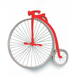 Брошь деревянная Хлэб Велосипед красный. Цвет: красный/серый