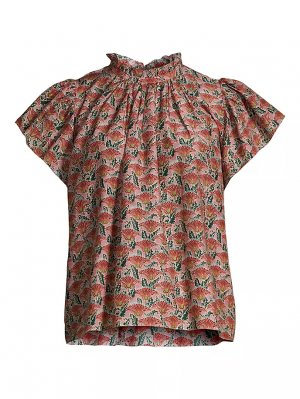 Блуза Carla из шелковой смеси с цветочным принтом, мультиколор Birds of Paradis