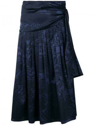 Плиссированная юбка-саронг с принтом Nehera. Цвет: синий