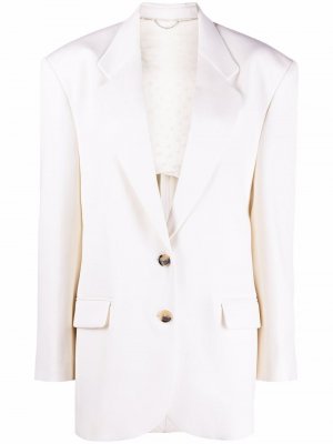 Однобортный пиджак из шелка Magda Butrym. Цвет: белый