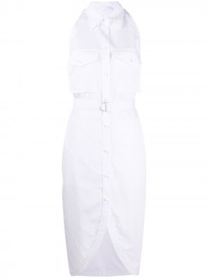 Платье-рубашка с поясом Helmut Lang. Цвет: белый
