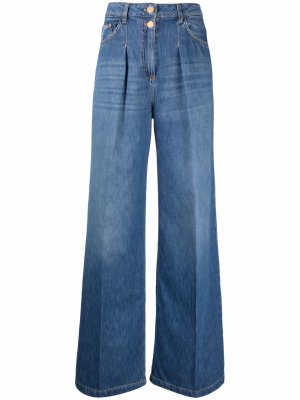 Широкие джинсы со складками Elisabetta Franchi. Цвет: синий