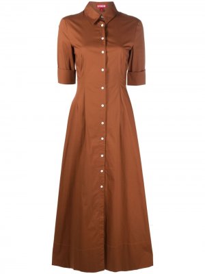 Длинное платье-рубашка Joan STAUD. Цвет: коричневый