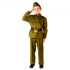 Костюм Военная форма Солдат люкс, размер 140-152, хаки Бока. Цвет: зеленый