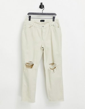 Желтовато-серые прямые джинсы в стиле 90-х с завышенной талией и рваной отделкой Hourglass-Белый ASOS DESIGN