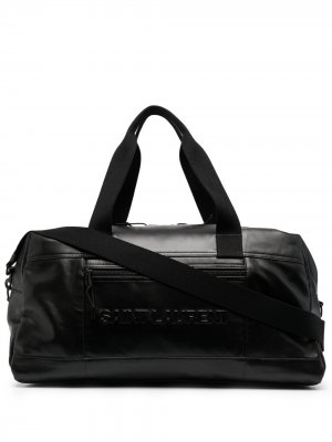 Дорожная сумка с тисненым логотипом Saint Laurent. Цвет: черный