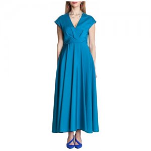 Платье из плотного шёлка с драпировкой на лифе,44/46 Iya Yots. Цвет: голубой