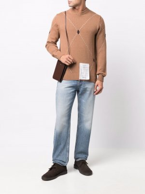 Кашемировый свитер с узором аргайл Ballantyne. Цвет: коричневый
