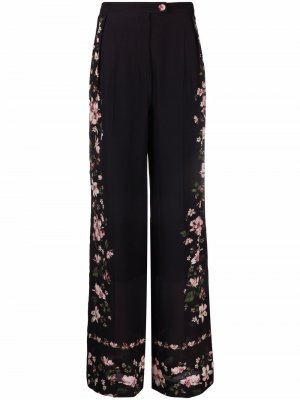 Шелковые брюки с цветочным принтом Erdem. Цвет: черный