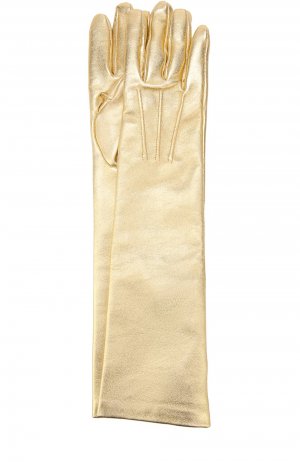 Удлиненные кожаные перчатки с металлизированной отделкой Quis. Цвет: золотой