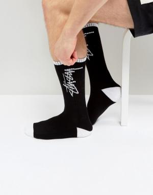 Базовые премиум-носки с логотипом Stussy. Цвет: черный