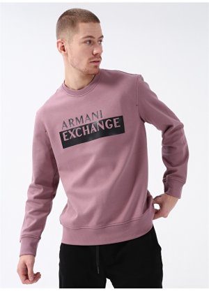 Сиреневый мужской свитшот с круглым вырезом Armani Exchange