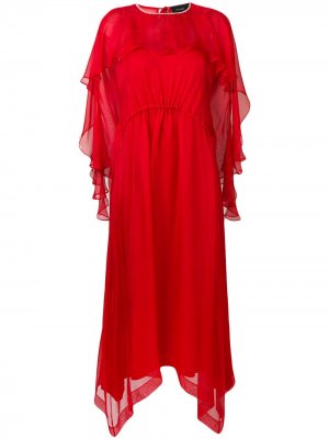 Длинное платье с оборками Irina Schrotter. Цвет: красный