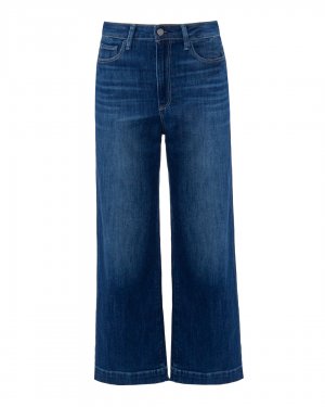 Укороченные широкие джинсы Paige. Цвет: синий